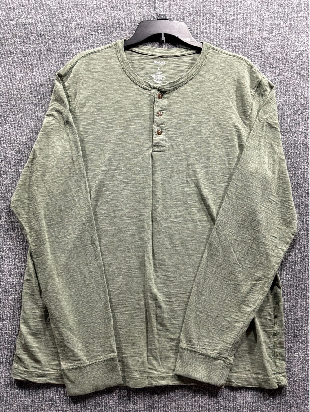Sonoma Men's Long Sleeve Henley Top Size Large Green